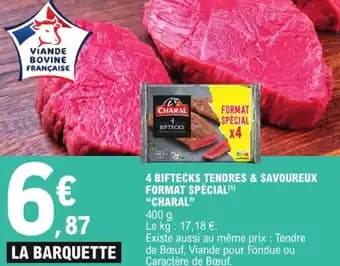 Charal 4 biftecks tendres & savoureux format spécial 400 g