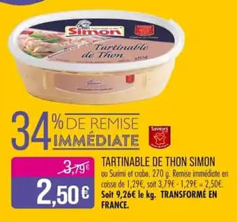 Promotion Exclusives de 6
            
        
        Tartinable : Découvrez l'Offre incontournable
