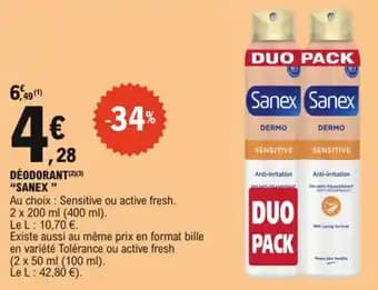 Sanex déodorant 400 ml