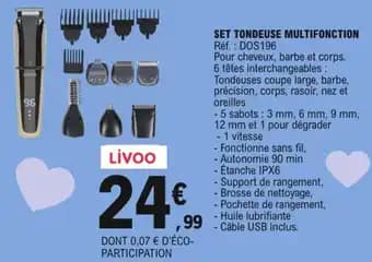 Livoo set tondeuse multifonction