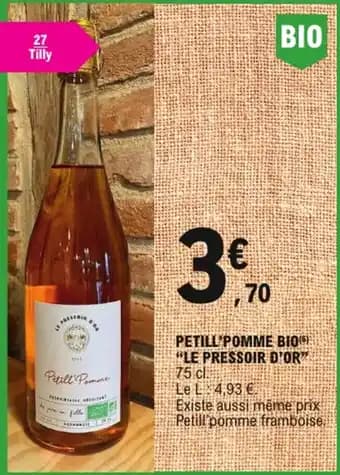 Le pressoir d'or petill pomme bio 75 cl