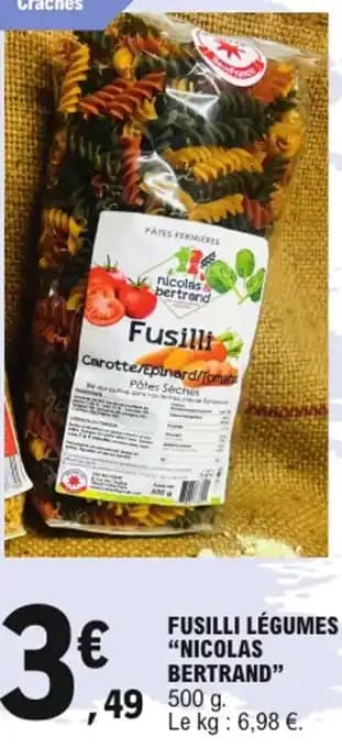 Nicolas bertrand fusilli légumes 500 g