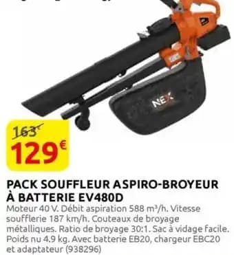 NEX Pack souffleur aspiro-broyeur à batterie ev480d