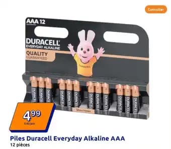 Piles Duracell Everyday Alkaline AAA 12 pièces