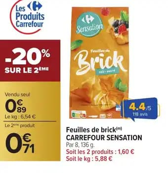 CARREFOUR SENSATION Feuilles de brick 136 g