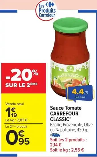 CARREFOUR CLASSIC Sauce Tomate 420 g