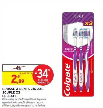 COLGATE Brosse à dents zig zag souple x3