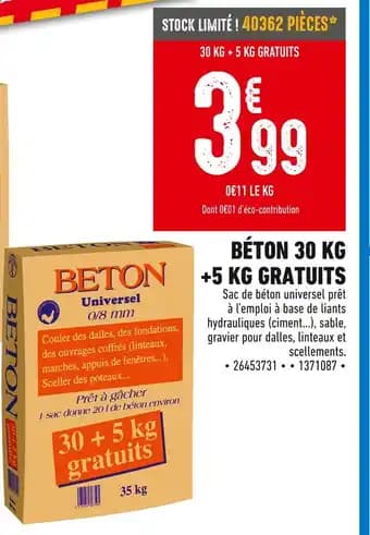 Promotion Exclusives de 1
Beton : Découvrez l'Offre incontournable