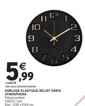 Atmosphera Horloge Plastique Relief Doris