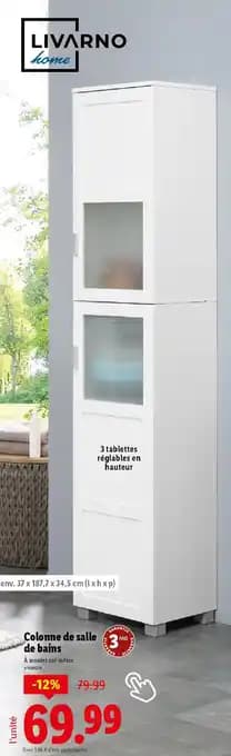 LIVARNO home Colonne de salle de bains 37 x 187.7 x 34.5 cm