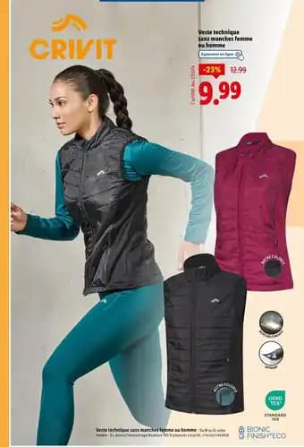 CRIVIT Veste technique sans manches femme ou homme