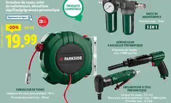 PARKSIDE Enrouleur de tuyau, unité de maintenance, dérouilleur aiguilles/grignoteuse pneumatique