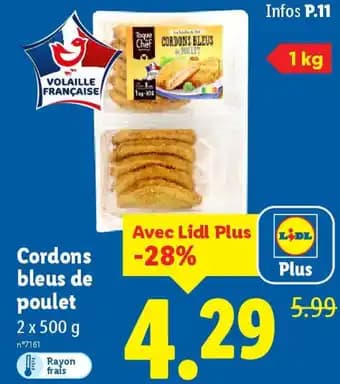Cordons bleus de poulet 500 g