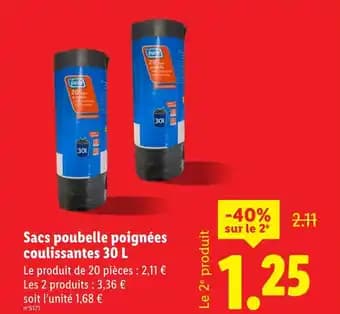 PURO Sacs poubelle poignées coulissantes 30 l