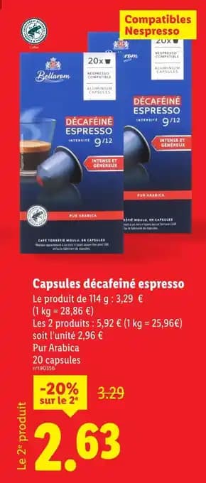 BELLAROM Capsules décaféiné espresso
