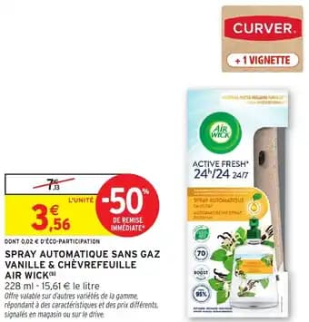 Spray automatique sans gaz vanille & chèvrefeuille air wick 228 ml