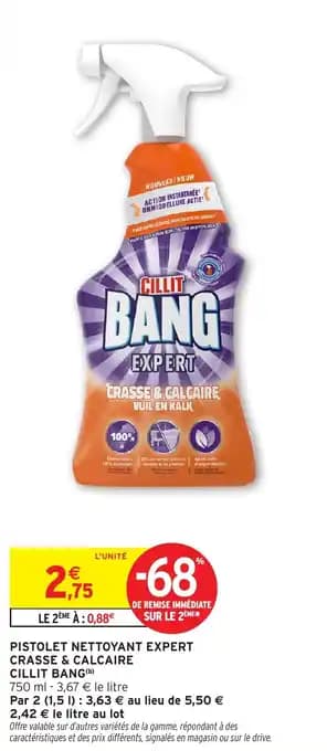 Pistolet nettoyant expert crasse & calcaire cillit bang 750 ml