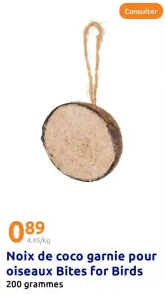 Noix de coco garnie pour oiseaux Bites for Birds 200 g