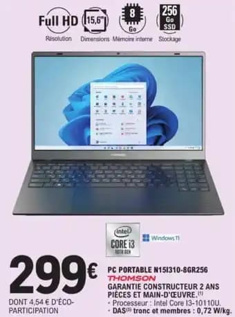 Pc portable N151310-8GR256 thomson