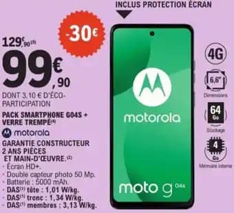 Pack smartphone go4s + verre trempé motorola