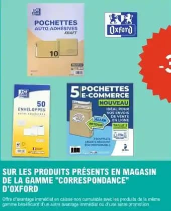 Sur les produits présents en magasin de la gamme correspondance d'oxford