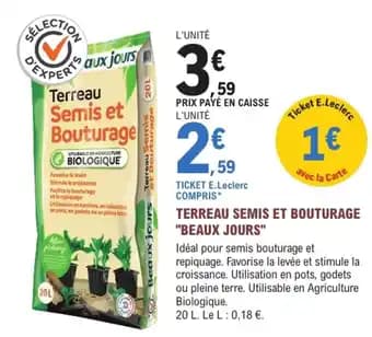 Promotion Exclusives de 5
Terreau semis : Découvrez l'Offre incontournable