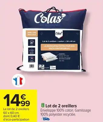 Le lot de 2 oreillers 60 x 60 cm