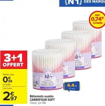 CARREFOUR SOFT Bâtonnets ouatés
