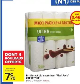 CARREFOUR Essuie-tout Ultra absorbant "Maxi Pack"