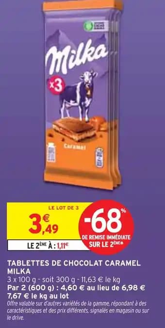 MILKA Tablettes de chocolat caramel