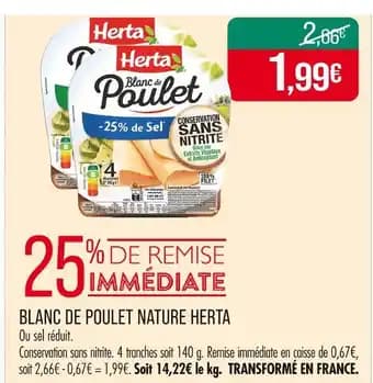 HERTA Blanc de poulet nature