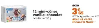 12 mini-cônes vanille-chocolat 210 g