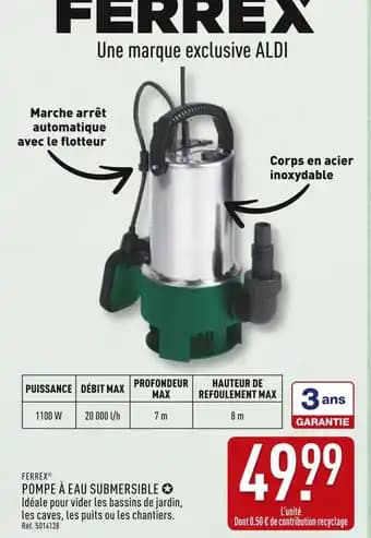 FERREX Pompe à eau submersible