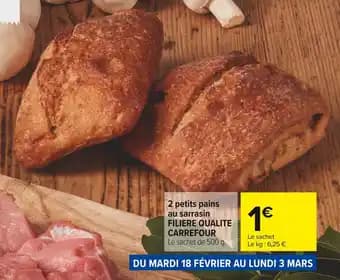 FILIERE QUALITE CARREFOUR 2 petits pains au sarrasin