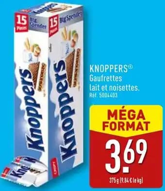 KNOPPERS Gaufrettes lait et noisettes. 375 g