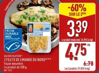 Golden seafood 2 filets de limande du nord 200 g