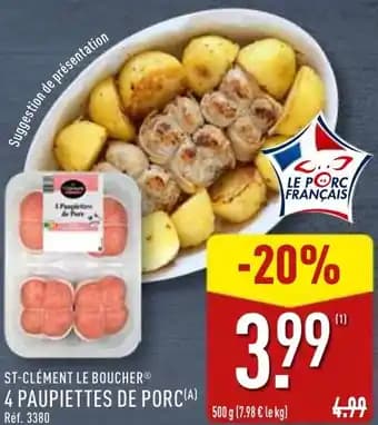 St-clément le boucher 4 paupiettes de porc 500 g