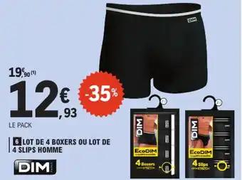 DIM Lot de 4 boxers ou lot de 4 slips homme