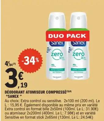 "SANEX" Déodorant atomiseur compressé 200 ml