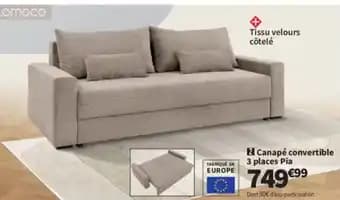Canapé convertible 3 places Pia