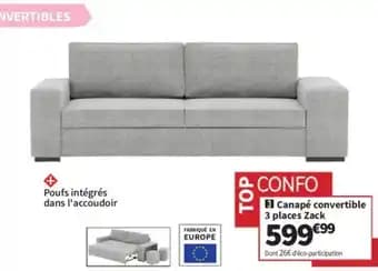 Canapé convertible 3 places Zack
