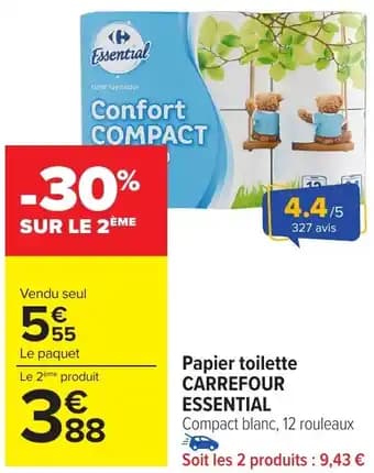Papier toilette CARREFOUR ESSENTIAL