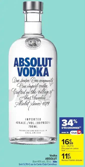 Promotion Exclusives de 10
Vodka absolut : Découvrez l'Offre incontournable