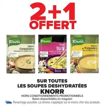 Sur toutes les soupes deshydratées knorr