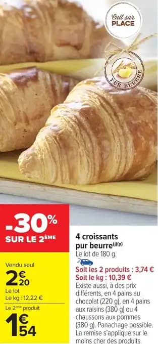 4 croissants pur beurre 180 g