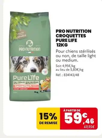 PRO NUTRITION Croquettes pure life 12kg