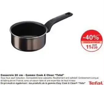 Casserole Gamme Cook & Clean Tefal 20 cm