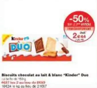 Biscuits chocolat au lait & blanc Kinder Duo 150 g