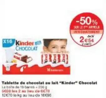 Tablette de chocolat au lait Kinder Chocolat 200 g