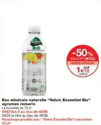 Eau minérale naturelle Volvic Essentiel Bio agrumes romarin 75 cl